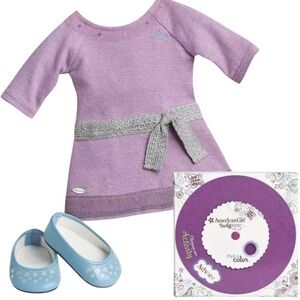 American Girl Lilac Purple Meet Dress Blue Shoes Activity Box Retired NIP